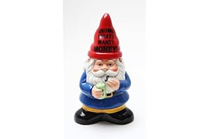 TooArts Pacific Trading Giftware Ceramic Gnome "What I Want Money!" Piggy Bank