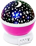 Alenbrathy Night Light Lamp, Star Projector Romantic LED Night Light 360 Degree Rotation 4 LED Bulbs 9 Light Color Changing with USB Cable for Birthday,Parties,Kids Bedroom Or Christmas Gift (Pink)