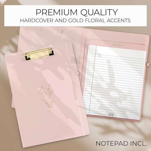 Image of Aesthetic Clipboard Folio with Refillable Lined Notepad & Interior Pocket - Cute Padfolio /Legal Pad Holder for Women - Easily Organize Notes at Work, School, or Home