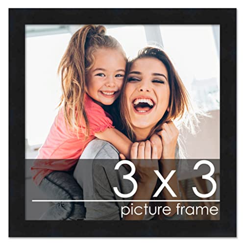 Poster Palooza 3X3 Contemporary Black Wood Picture Square Frame - Picture Frame Includes Uv Acrylic, Foam Board Backing, & Hanging Hardware! #TOP22
