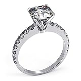 Anillo de plata de ley de 3 hombres de 6 mm con cojín de 1 quilate de diamante de imitación NSCD para mujer