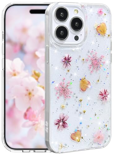 Coque iPhone 12 antichoc et souple transparente avec fleurs séchées esthétiques