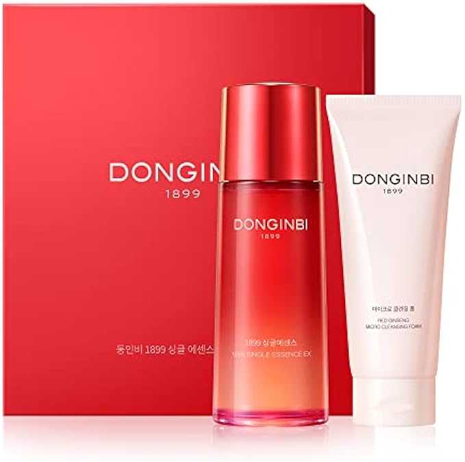 DONGINBI 1899 Single Essence EX 70ml & Cleansing Foam 50ml Special Set - Anti-Aging face essence with Korean Red Ginseng for Radiance and Repair