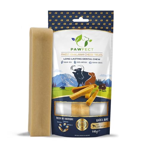 Image of Pawfect Himalayan Yak Cheese Chews for Large Dogs - 100% Natural, Long-Lasting Cheese Bone - Rich in Protein & Calcium - Daily Dental Treat- Plaque Off & Tartar Control- Pouch of 1 (140g /4.94oz)