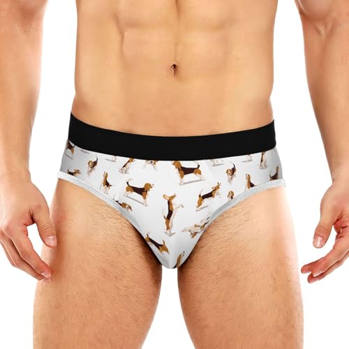 Men's Underwear Briefs Comfort Soft Stretch Classic Fit Cute Beagle Dog Briefs with Contour Pouch