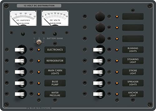 Blue Sea - 8068B-BSS Panel DC 13 Pos V/Ammeter (10EA)