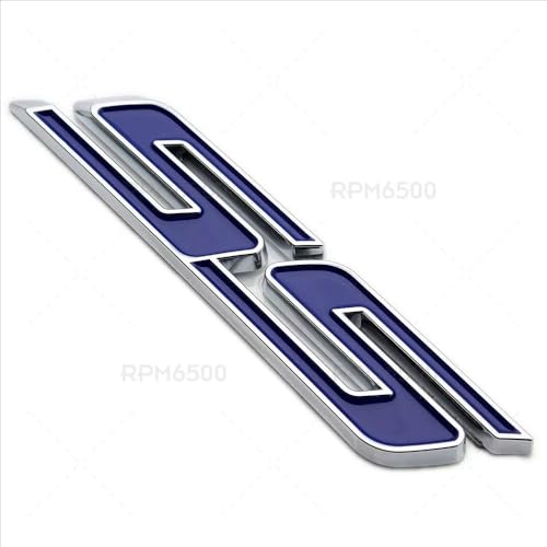 Image of 2Pcs Slant SS Emblems Side Car Badge Decal Compatible with Chevy Camaro Impala Malibu Holden 2010-2026 (Chrome Blue)