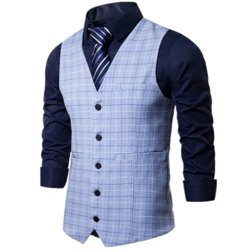 Men’S Herringbone Suit Vest Single Breasted V-Neck Slim Fit Sleeveless Jacket For Business Party4