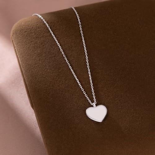 SLUYNZ 925 Sterling Silver Love Heart Choker Necklace for Women Teens Simple Love Heart Pendant Necklace Chain for Mother's Day4
