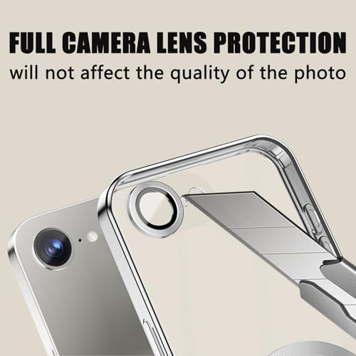 Image of Misscase for iPhone 16e Magnetic Glitter Case Compatible with MagSafe,Full Protection Slim Shockproof Anti-Scratch Case with Camera Lens Protector Logo View Dust-Proof Cover for Women Silver