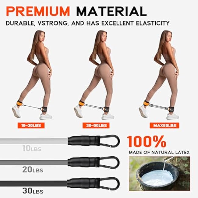 HPYGN Ankle Resistance Bands, Ankle Bands for Working Out with Cuffs, Resistance Bands for Leg Butt Training Workout Equipment for Kickbacks Hip Gluteus Training, Ankle Strap with Exercise Bands
