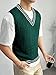 SOLY HUX Men's Striped Cable Knit Sweater Vest V Neck Sleeveless Casual School Sweater Tops Dark Green Striped M