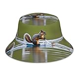 WHJDPP Wasserski Fuchs Eichhörnchen Prints Reflektierender Fischerhut - Stilvoller und schützender Sonnenhut für Outdoor-Aktivitäten Schwarz