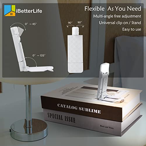 iBetterLife Reading Light 2 Pack - USB Rechargeable Book Light for Reading in Bed, Portable Clip on LED Bookmark Lamp with 3 Colors, 5 Brightness Dimming, Timer for Night Reading for Book Lovers, Kids - Thumbnail 4