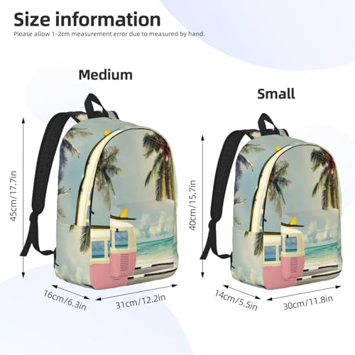Mochila para laptop EdWal con estampado de playa y autobús para mujer 4