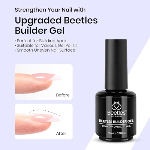 Image of Beetles Gel Nail Glue Kit, 15ml Nail Glue Builder & Extra Glossy Top Coat Gel Nail Polish 3 Pcs Soak Off UV Kit for Long-Lasting Shine, Manicure Nail Art Design Diy at Home Gifts for Women