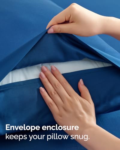 Image of King 6 Piece Bed Sheet Set - Comfy, Breathable & Cooling Sheets - Dark Blue