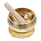 Toyvian 1 ensemble Bol Chantant avec Baguette et Tapis Instrument de pour Relaxation et Yo...