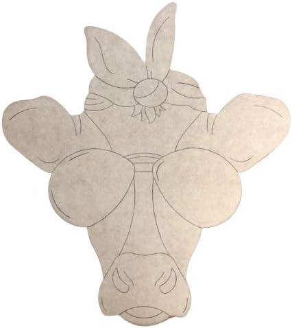 Wooden Cow Cutout, 12'' Unfinished Wood Shape Cutout (10''-30'')
