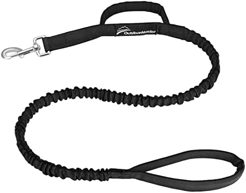 OutdoorMaster Bungee Dog Leash, Improved Dog Safety & Comfort (Black)