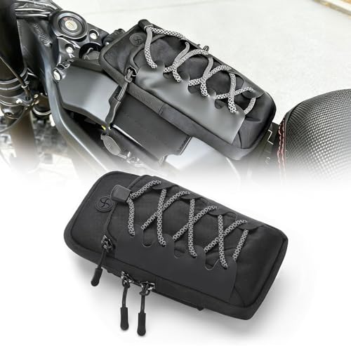 FRYQ Phone Bag for Ebike Multi-functional Motorcycle Front Frame Bag for Electric Dirt Bike Phone Pouch Phone Armband for Outdoor Cycling Running Hiking (Black)
