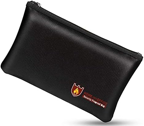 Fireproof Money Safe Document Bag. Non-Itchy Silicone Coated Fire & Water Resistant Safe Cash Bag. Fireproof Safe Storage for A5 Size File Folder Holder, Money, Document, Ipad, Jewelry and Passport