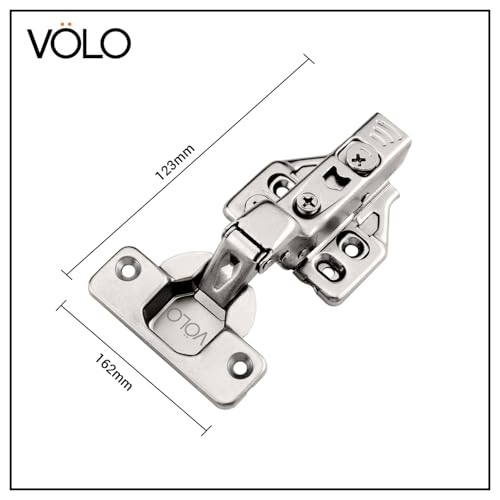 Image of VOLO Cabinet Hinges, Set of 1 (2 Pieces) for Furniture, Wardrobes, Doors, and Storage Units | (3D Soft Close (Mild Steel), 15 Crank | Inset)