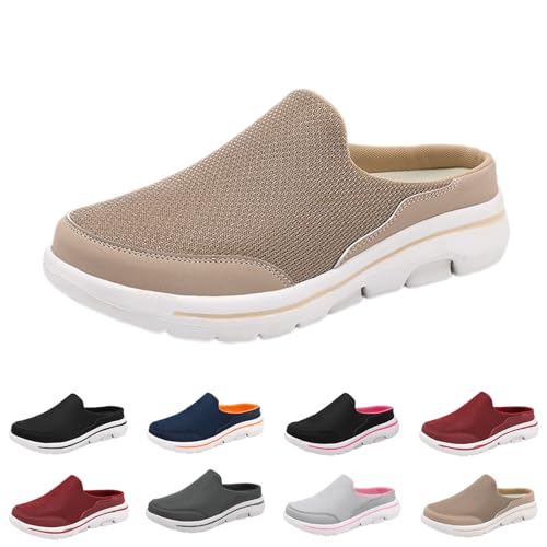 Zapatos de jardín para hombre, ligeros, deslizantes, de malla, transpirables, suela suave, antideslizantes, ortopédicos, para tiempo libre, soporte para el arco del pie, zapatos de verano, caqui, 41