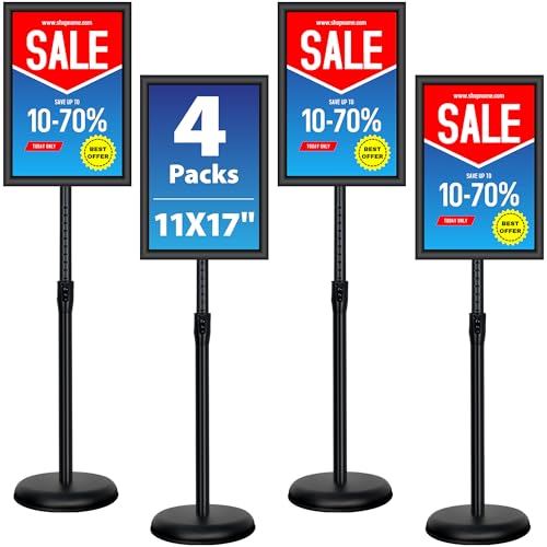 Support de panneau A3 réglable noir en aluminium pour affichage lot de 4 - 2