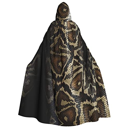 Cape à capuche en peau de serpent pour adulte adaptée pour les jeux de rôle lors des fêtes d'Halloween, des danses, etc.