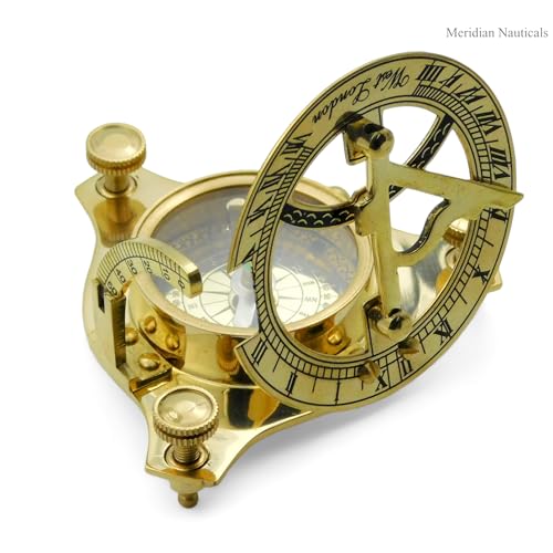 image for Meridian Nauticals Solid Brass Sundial Compass Antique Nautical Vintag