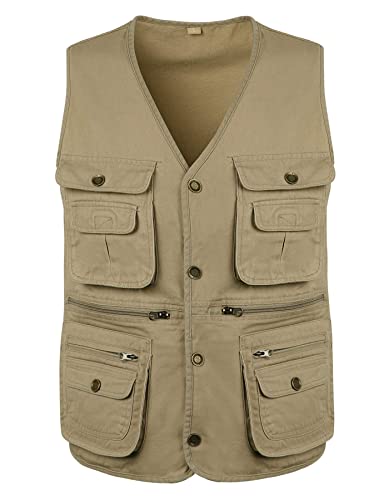 Btmpmcs Homme Gilet de Plein air Multi-Poche Gilet de Pêche Veste sans Manches de Loisirs Respirant Multi-Usage Veste pour Pêche en Camping La Photographie et Voyage Cover