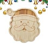 Tabla de charcutos de Navidad – Bandeja de madera de Papá Noel de 7.7 x 7.5 x 0.7 pulgadas, tabla de cortar de Navidad, bandeja de servir de mesa para queso, plato de exhibición de alimentos, sartén