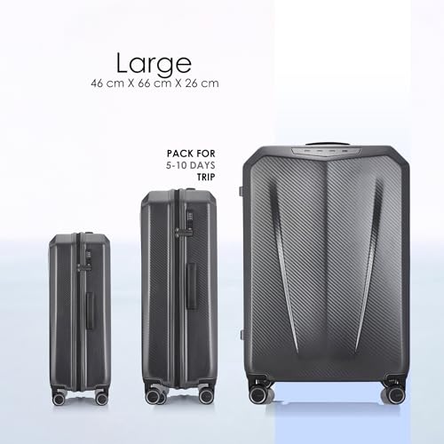Image of Rare Rabbit Gallardo Large Size Carbon Fibre Hard Trolley Bag Polycarbonate Antiscratch Travel Suitcase with 8 Silent Wheels and a Sturdy TSA Lock - Luggage for Men & Women