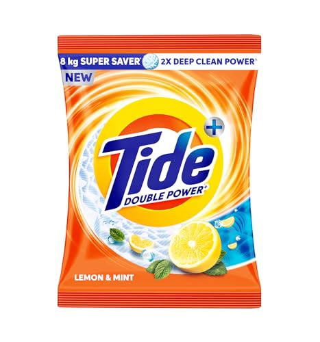 Tide Plus Detergent Washing Powder - 8kg Super Saver Pack | Lemon & Mint Fragrance| 2X Deep Clean Power | World's No. 1 Detergent Brand