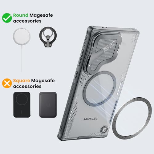 Image of Nillkin Magnetic for Galaxy 24 Ultra Case Clear, Compatible with Magsafe, Never Yellow & Biodegradable Material, Translucent Case with Invisible Kickstand & Camera Cover for Galaxy 24 Ultra, Black