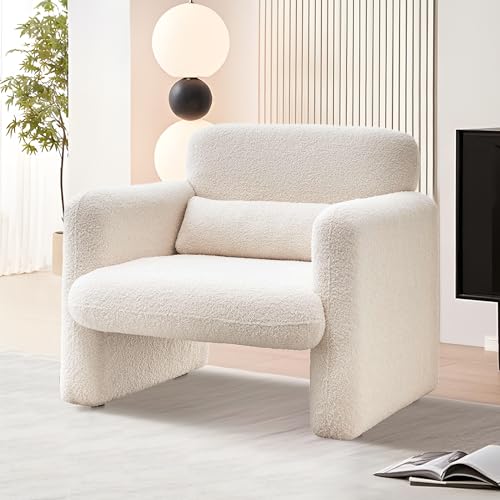 YOOBECH Modern Accent Single Sofa Chair with Arms, Lamb Fabric