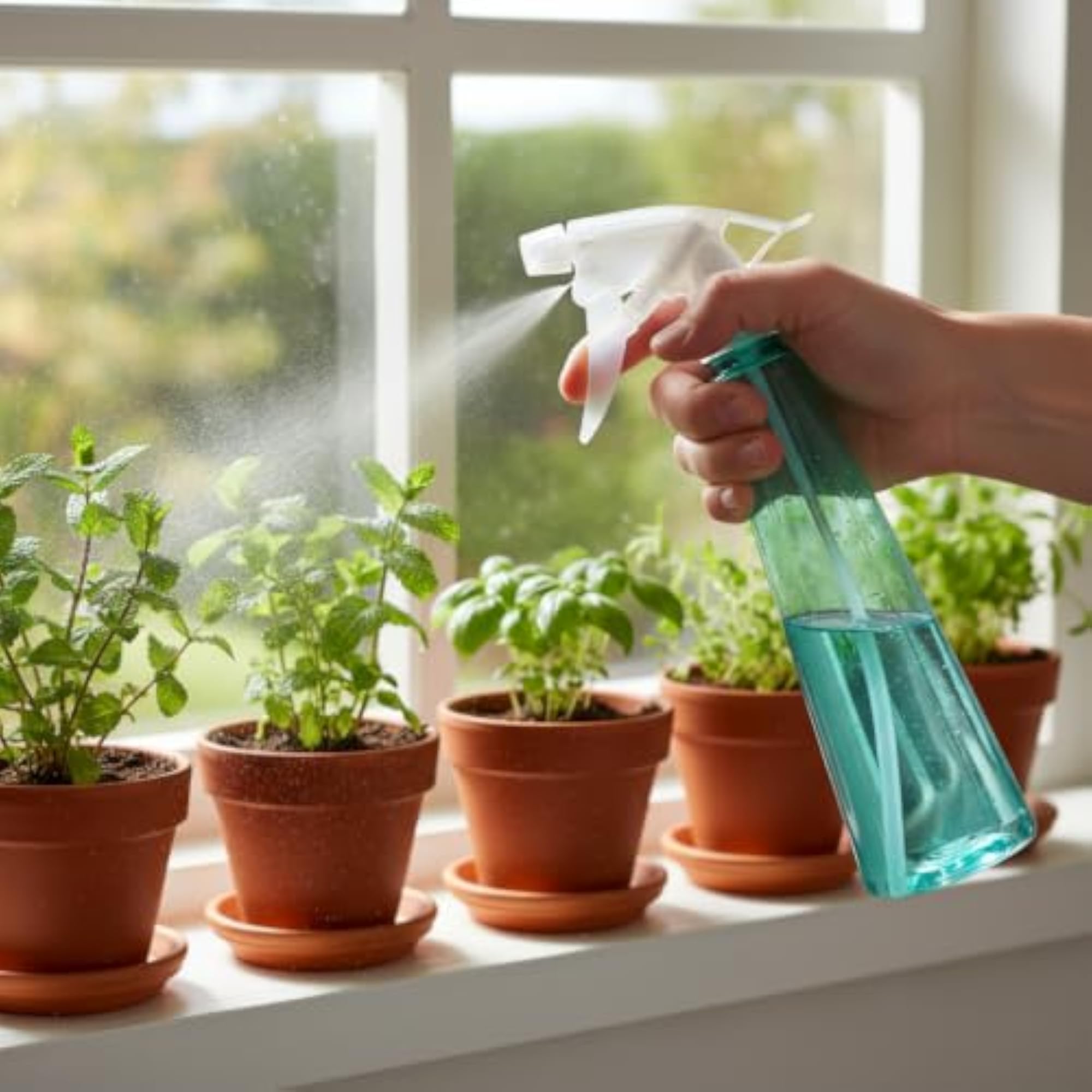 Hand Press Garden Plant Mister Spray Bottle 380ML Light Yellow