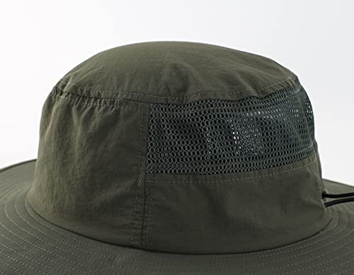Chapeau de soleil à large bord pliable taille unique vert militaire - 5