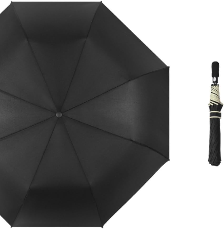 Portable Umbrella for Travel Folding Umbrellas Manual 8-Bone Solid Color Two-fold Umbrella for Men and Women, Both Sunny and Rainy Umbrella Outdoor(Black)