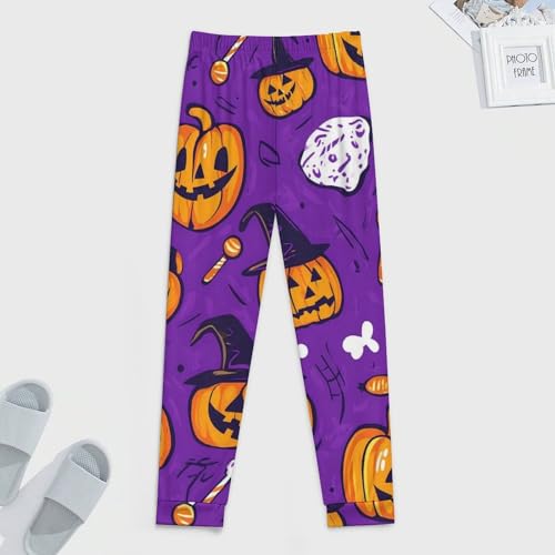 Halloween Witch Pumpkins Breathable Mens Pajama Pants Lounge Sleep PJ Bottoms Sleepwear Jogger3