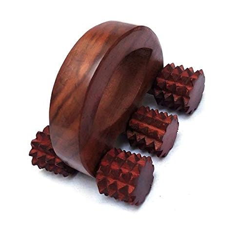 Happie Shopping Wooden Acupressure Back Massager Back Pain Relief Massager Multi Purpose Body Massager of 6 Massage Roller in Pure shisham Wood (Size 5 inch x 4 inch) Cover