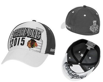 Reebok Chicago Blackhawks 2015 Stanley Cup Champions Locker Room Flex Hat - White/Gray