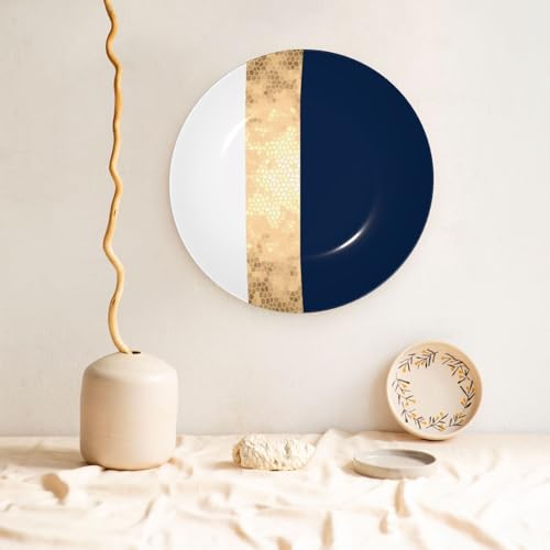 Plato decorativo Dyale azul con rayas blancas 8 in miniatura 5