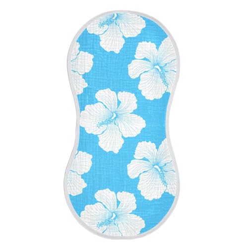 Hibiscus Minimalist Pure Blue Burp Cloths for Babies Burp Rag Cotton Spit Up Rag for Infant Newborn Baby2