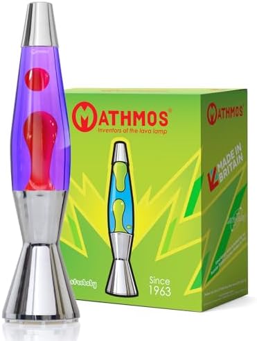 MATHMOS Astro Baby Lava Lamp Silver | Made in Britain Since 1964 | Violet & Red Lava Lamps | Unique Lava Lamp Formula | Made to the Highest Safety Standards