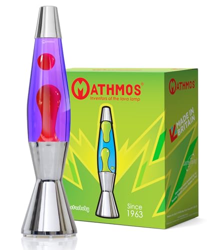 MATHMOS Astro Baby Lava Lamp Silver | Made in Britain Since 1964 | Violet & Red Lava Lamps | Unique Lava Lamp Formula | Made to The Highest Safety Standards