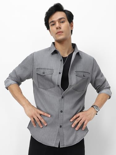 Image of Urbano Fashion Men's Full Sleeve Regular Fit Casual Denim Shirt