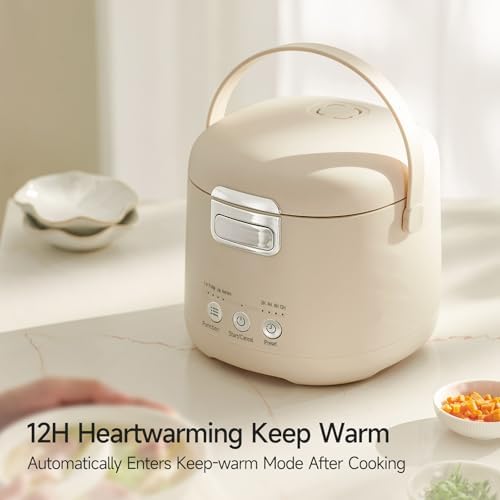 Cuociriso Mini 1,2l 2 Tazze Di Riso Crudo, Piccolo Multi-cooker Portatile Con 6 Programmi Preimpostati, Pentola Antiaderente Rimovibile, Timer Ritardato Di 12h