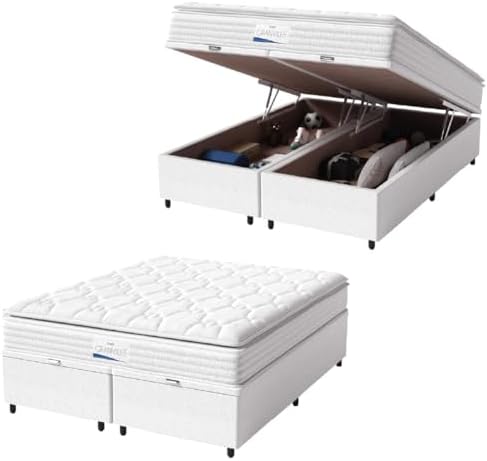 Cama Box Baú Casal King Colchão Molas Ensacadas Granville Com Pil...